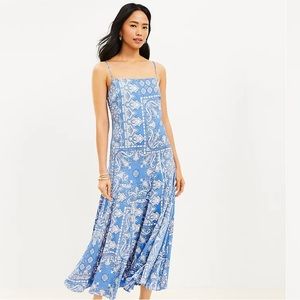 LOFT Petite Bandana Print Slip Dress